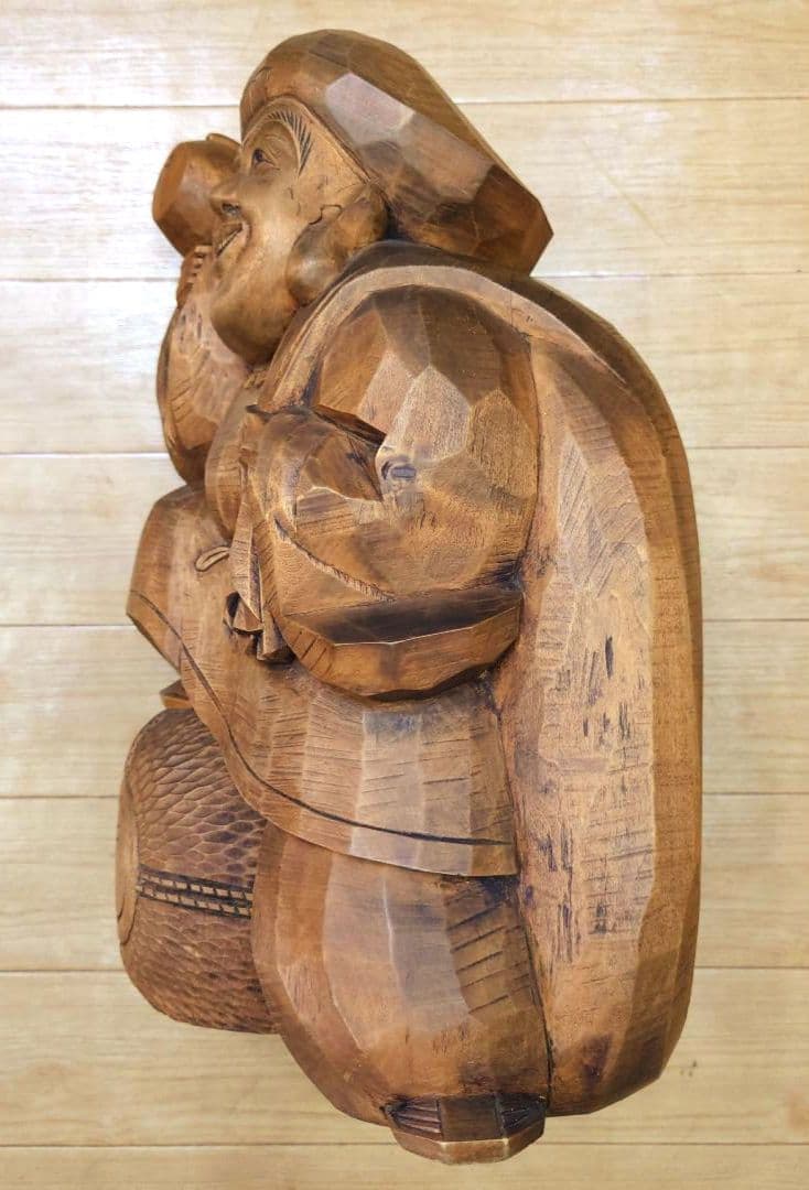 新春特価◆大黒様木彫大黒天像◆製作者在銘刻印有り◆高さ約41cm重量約7.5kg