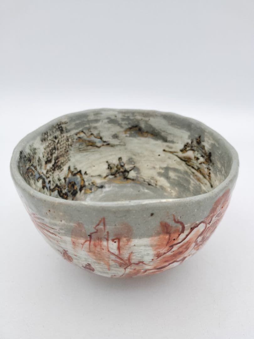 b942【新品・未使用】茶碗 乾山 山水 寺尾陶象 木箱 茶道具