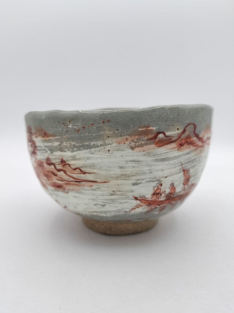 b942【新品・未使用】茶碗 乾山 山水 寺尾陶象 木箱 茶道具