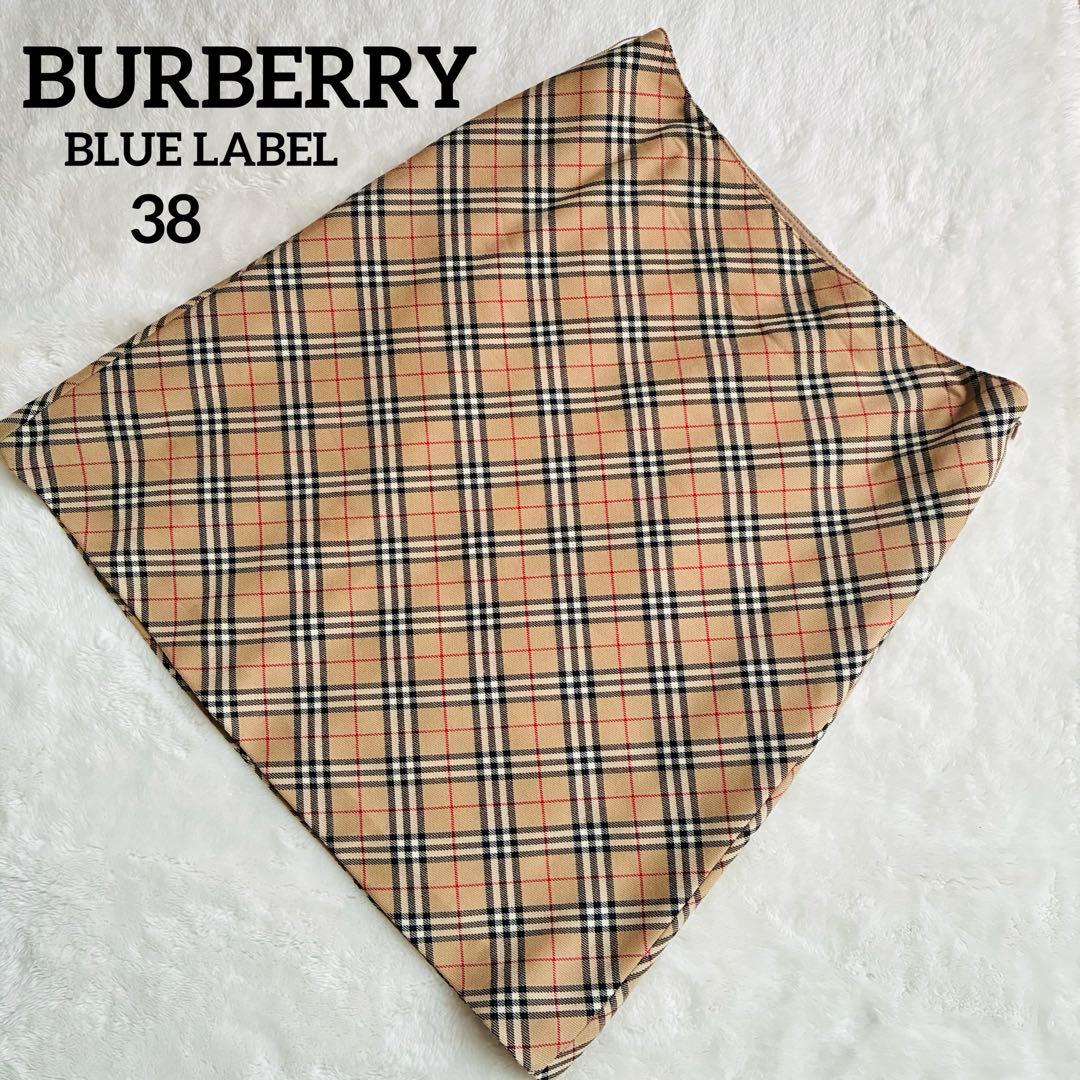 【極美品】バーバリーブルーレーベル　ノバチェック柄スカート ウール混　38