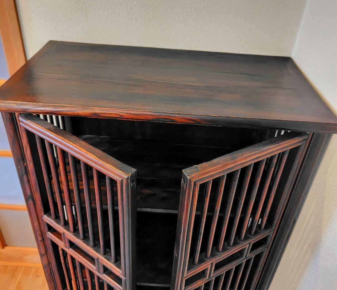 アンティーク調 木製収納キャビネット ダークブラウン