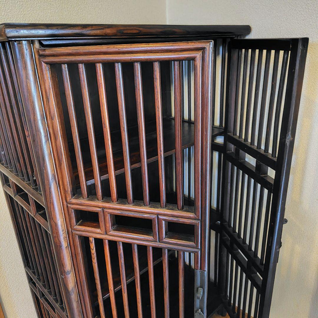 アンティーク調 木製収納キャビネット ダークブラウン