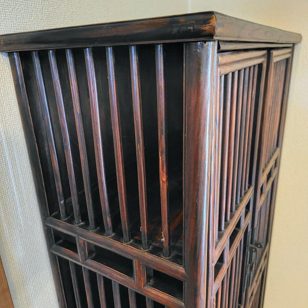 アンティーク調 木製収納キャビネット ダークブラウン