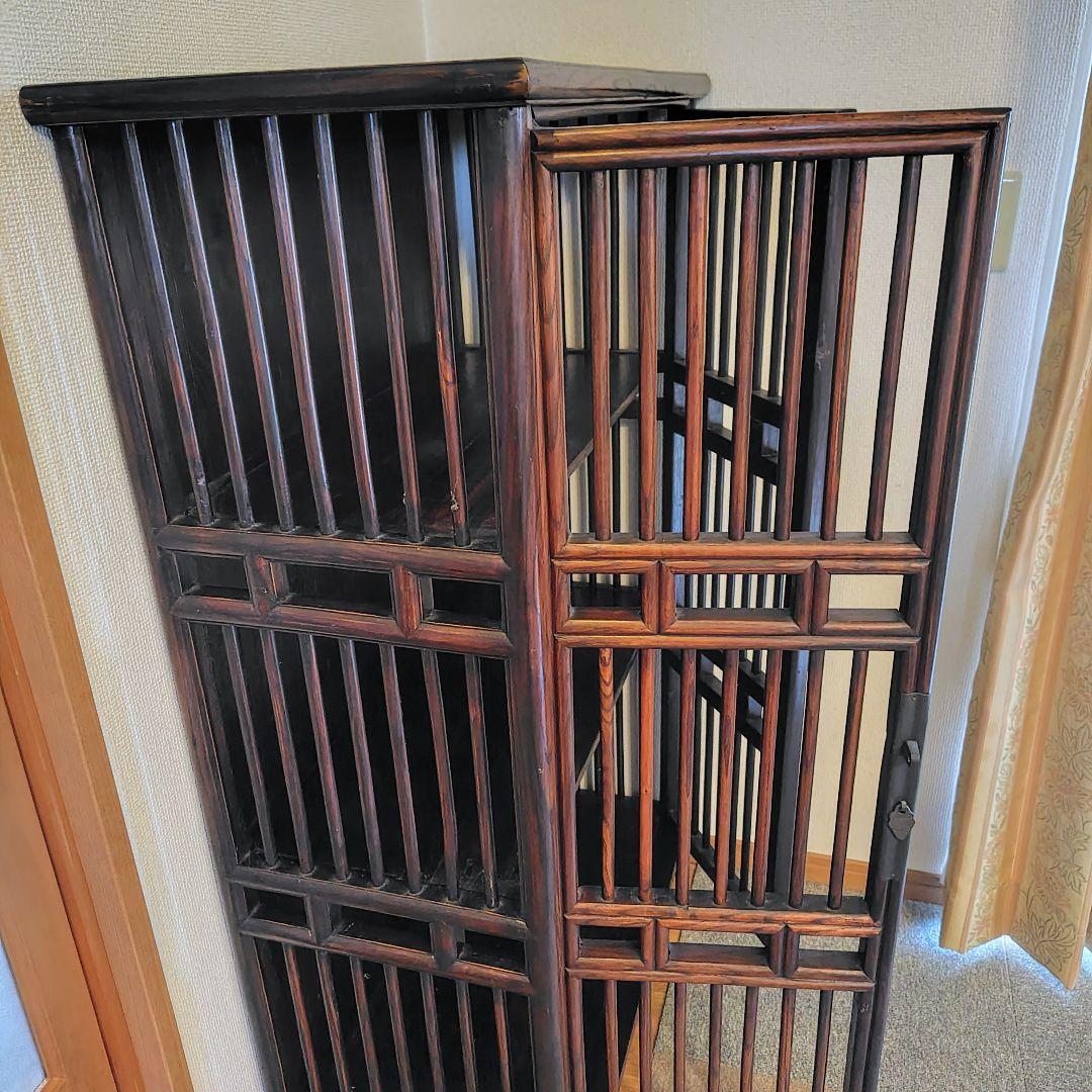 アンティーク調 木製収納キャビネット ダークブラウン