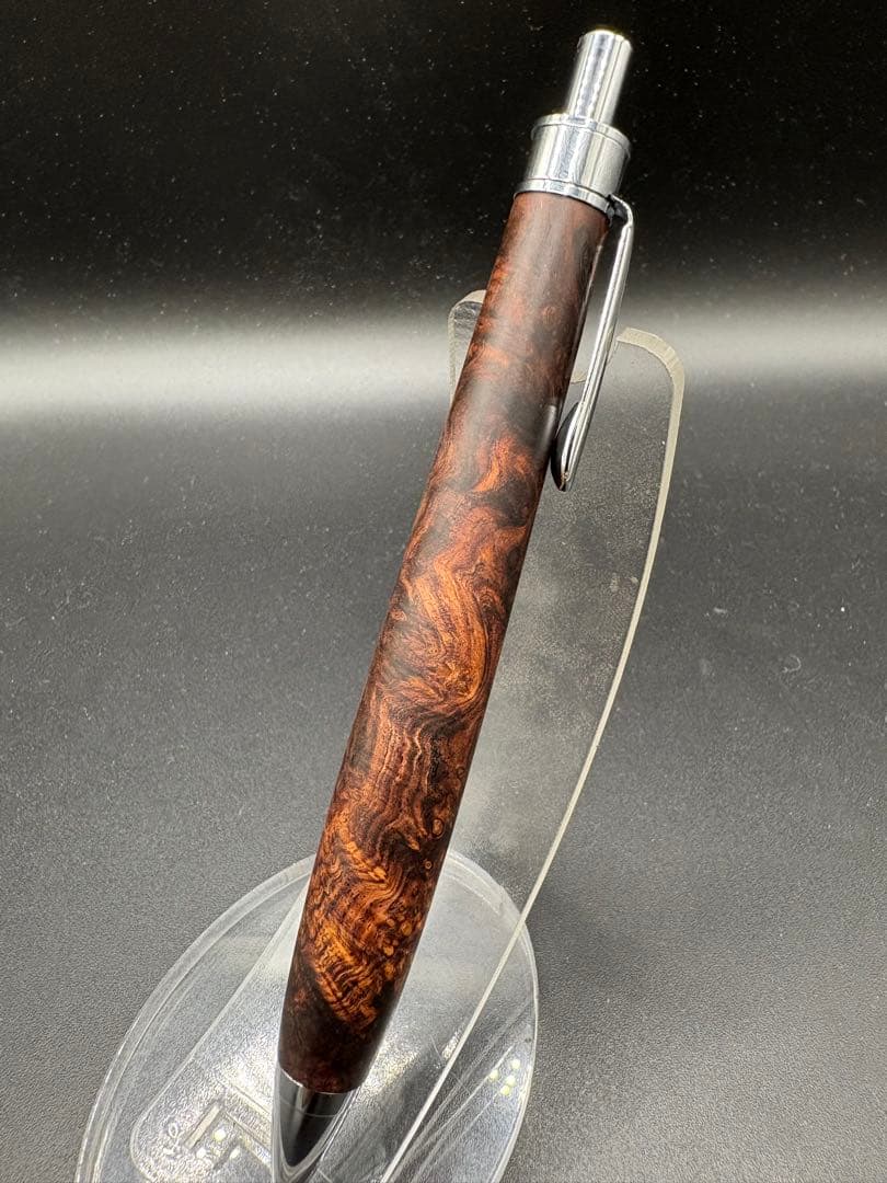 513極上　ホンジュラスローズウッド　瘤杢　木軸シャーペン　ボールペン