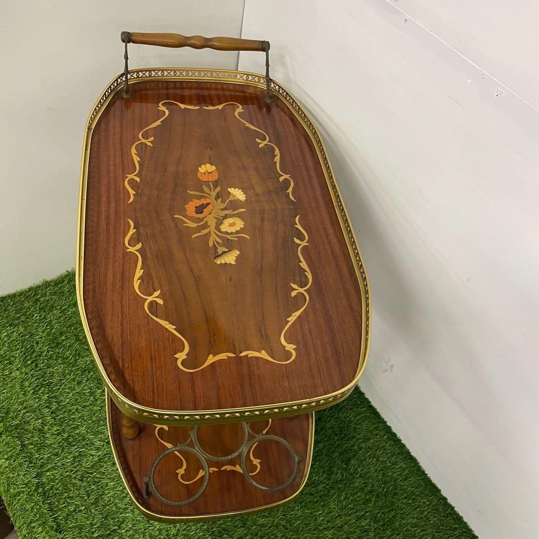 ワゴン キッチンワゴン イタリア製 アンティーク　象嵌