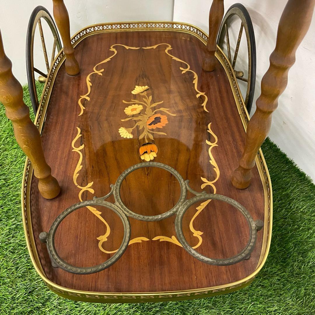 ワゴン キッチンワゴン イタリア製 アンティーク　象嵌