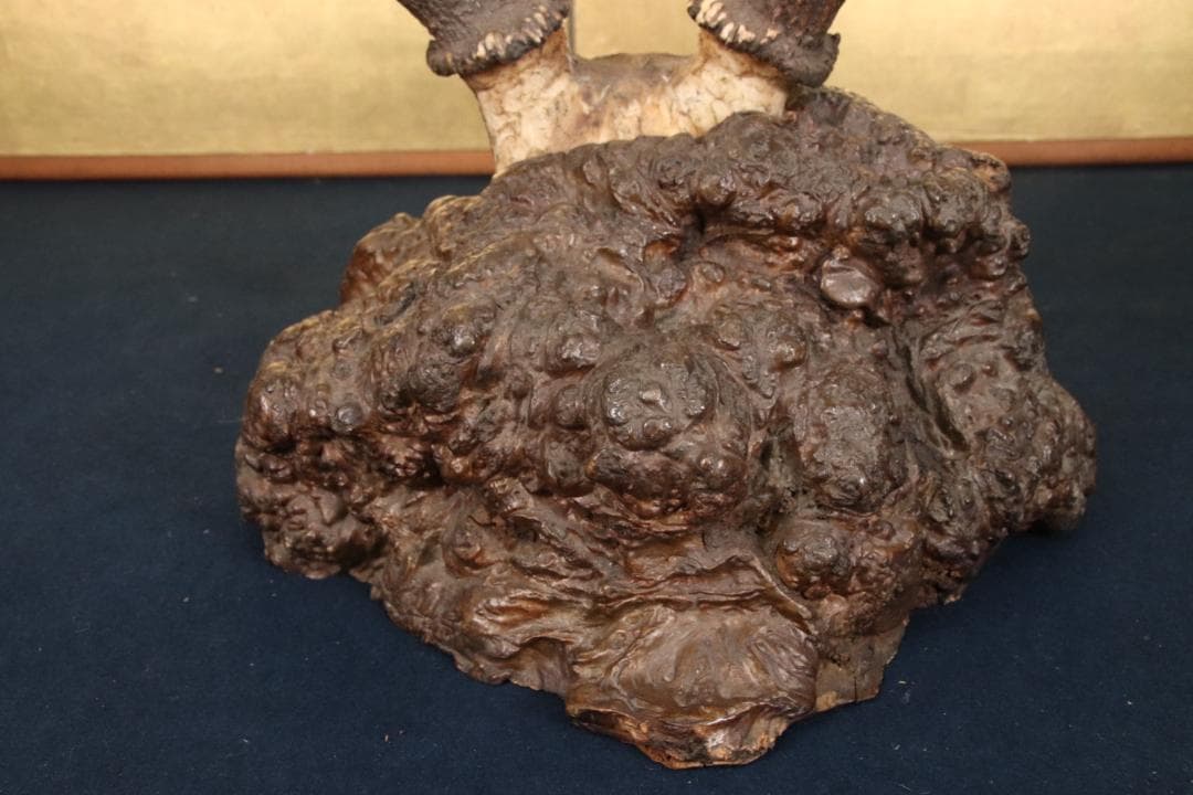 KS　刀掛け　鹿角 刀掛台 天然瘤木台座 　幅約45㎝ 高さ約60㎝