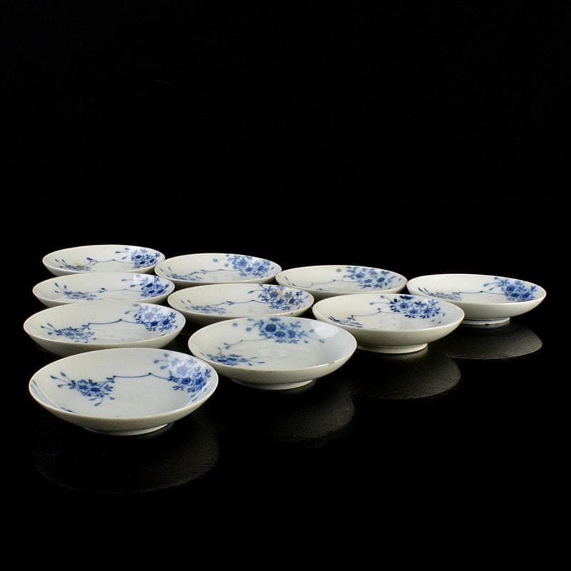 和食器　瀬戸焼　古瀬戸　染付　桜メダカ文　盛塩皿　皿　十三客　V　R7265