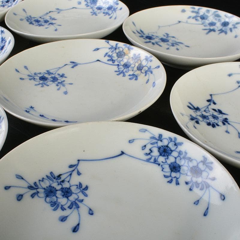 和食器　瀬戸焼　古瀬戸　染付　桜メダカ文　盛塩皿　皿　十三客　V　R7265