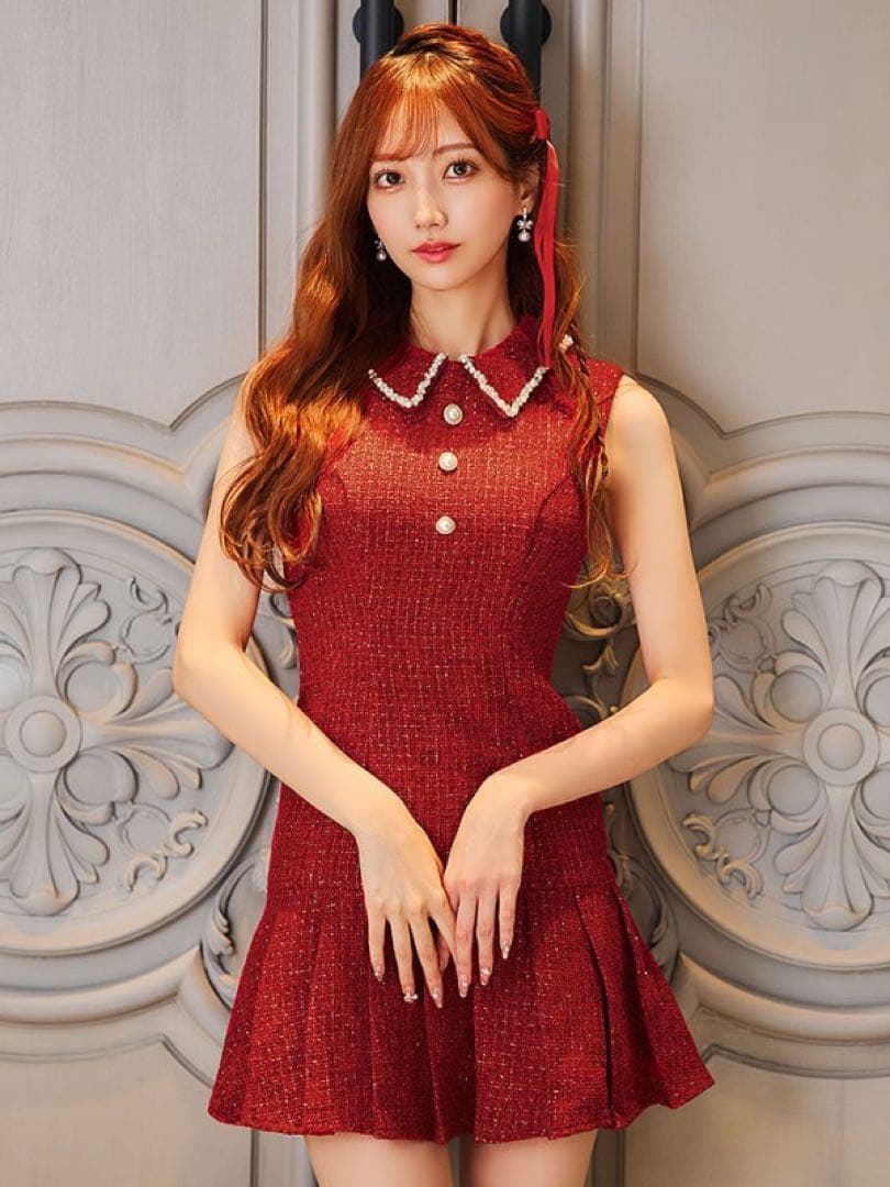 JEWELS ジュエルズ キャバクラ ドレス プリーツ ツイード ボタン