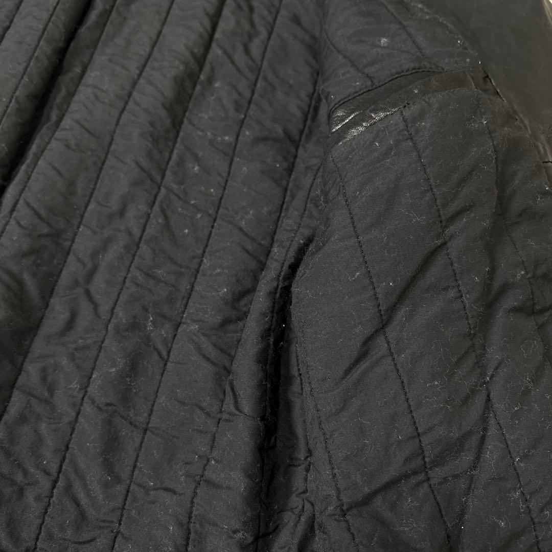 黒タグ エンポリオアルマーニ ライダース レザージャケット 本革 48 なめし革