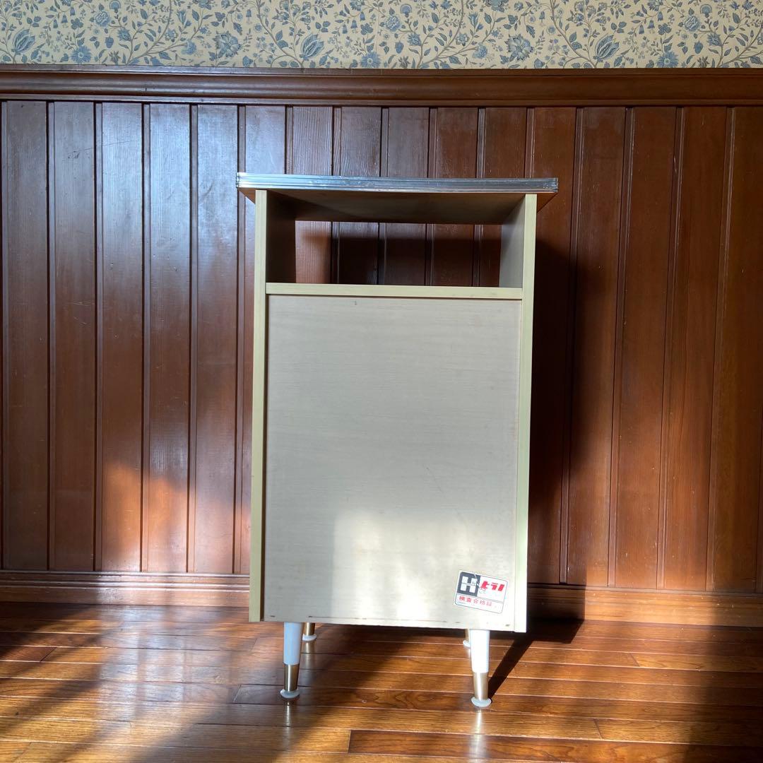 昭和レトロ　電話台　ホワイト　引き出し　収納棚　サイドラック　チェスト