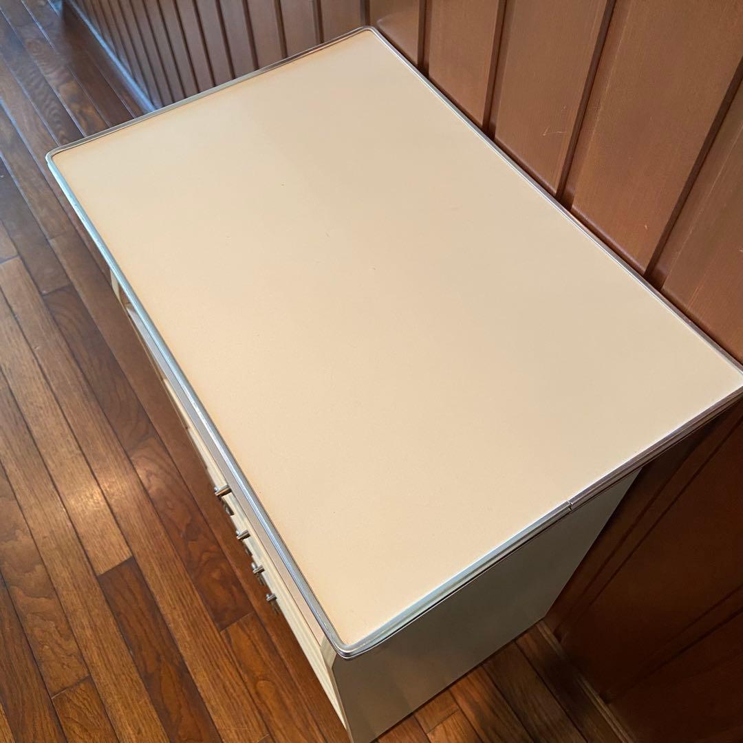 昭和レトロ　電話台　ホワイト　引き出し　収納棚　サイドラック　チェスト