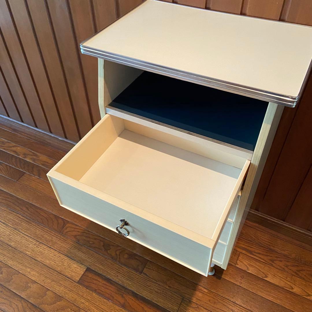 昭和レトロ　電話台　ホワイト　引き出し　収納棚　サイドラック　チェスト