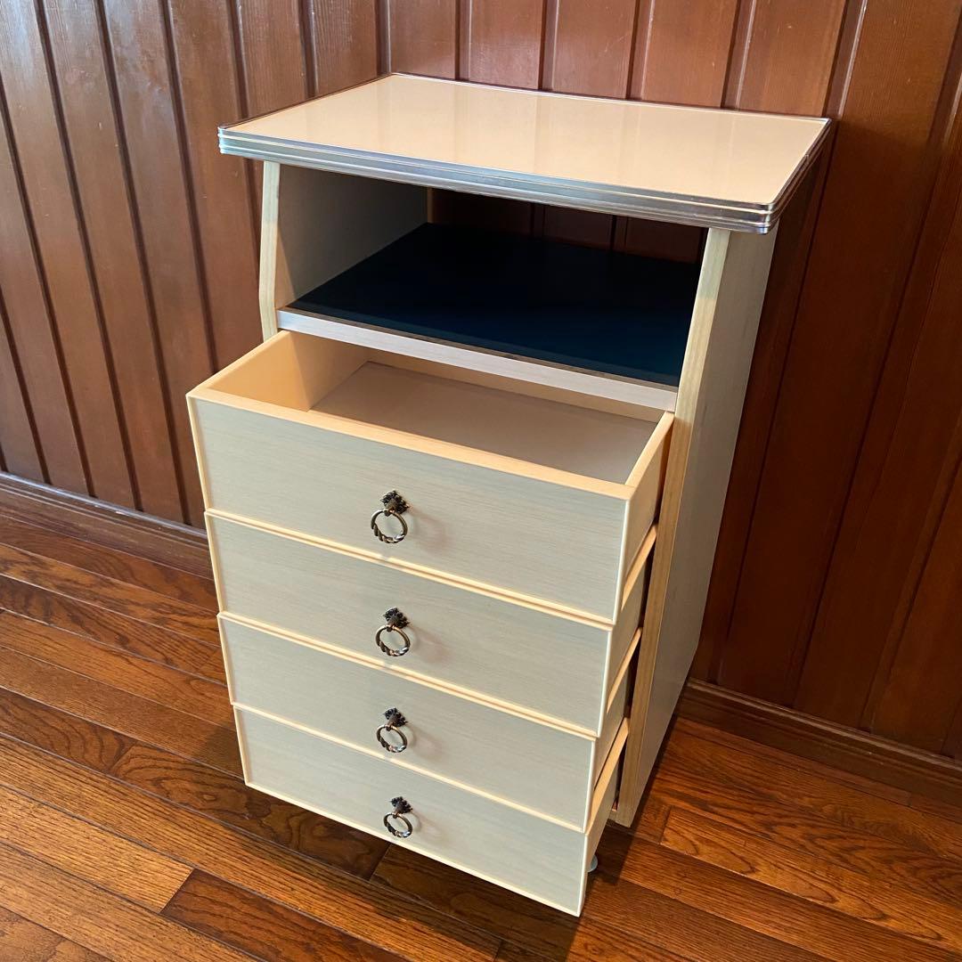 昭和レトロ　電話台　ホワイト　引き出し　収納棚　サイドラック　チェスト