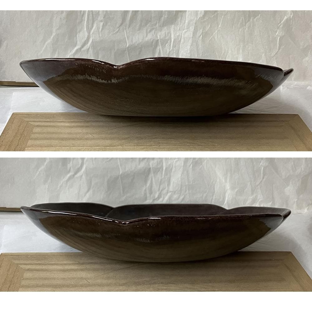 F1390 十四代 永楽善五郎 得全 紫交趾 菓子皿 妙全 識 永田宗伴 書付