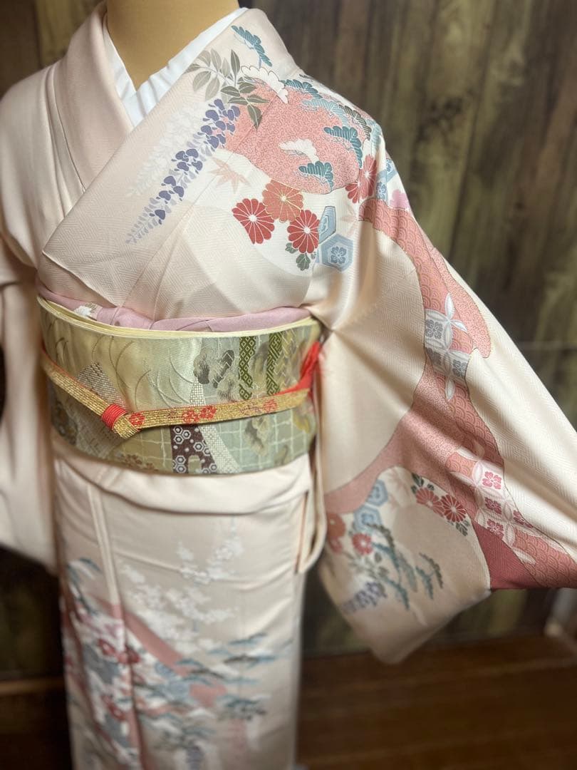 訪問着　4点フルセット　卒業式　入学式　七五三　結婚式　お宮参り　ピンクベージュ