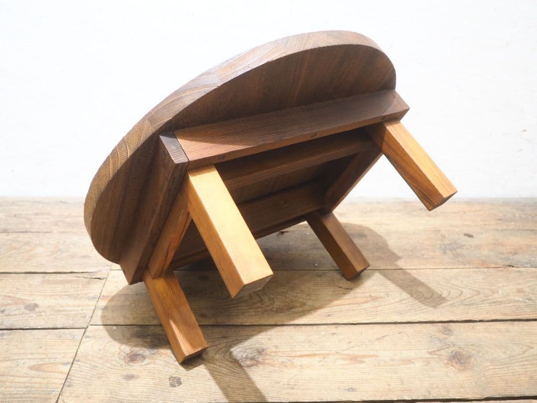 1310 折りたたみ式　レトロな丸ちゃぶ台　座卓　ローテーブル　古家具　古道具