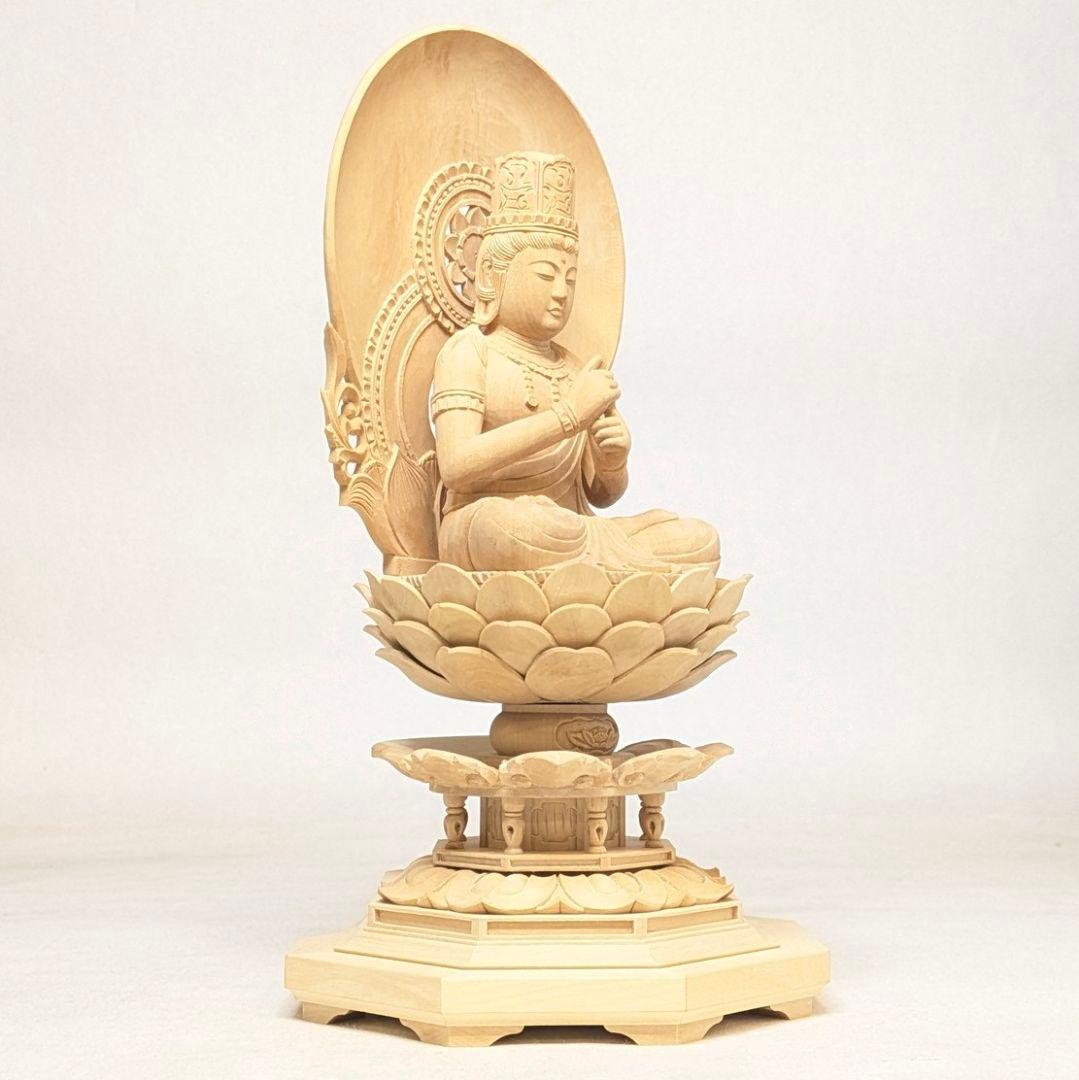 【フォロー割・新品】 大日如来　柘植　八角台座 高さ約23.5㎝　上彫　真言宗