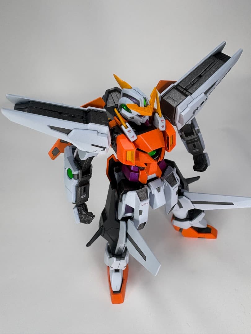 【全塗装完成品】HG 1/144 メタルロボット魂風 ガンダムキュリオス背景付き