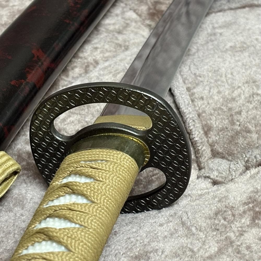 模造刀剣 逆刃刀 大刀 茶糸仕様 雲龍鞘 黒朱乱れ塗り鞘 木製鞘 るろうに剣心
