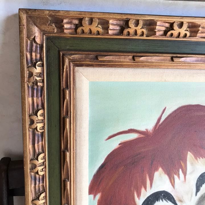 レア！BIGサイズ道化師 70'sアメリカアンティーク　ピエロ　ヴィンテージ絵画