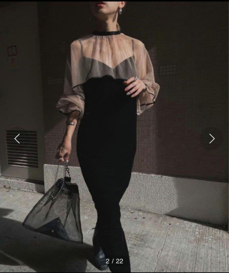 アメリヴィンテージMANY WAY TULLE VEIL DRESSベロアドレス