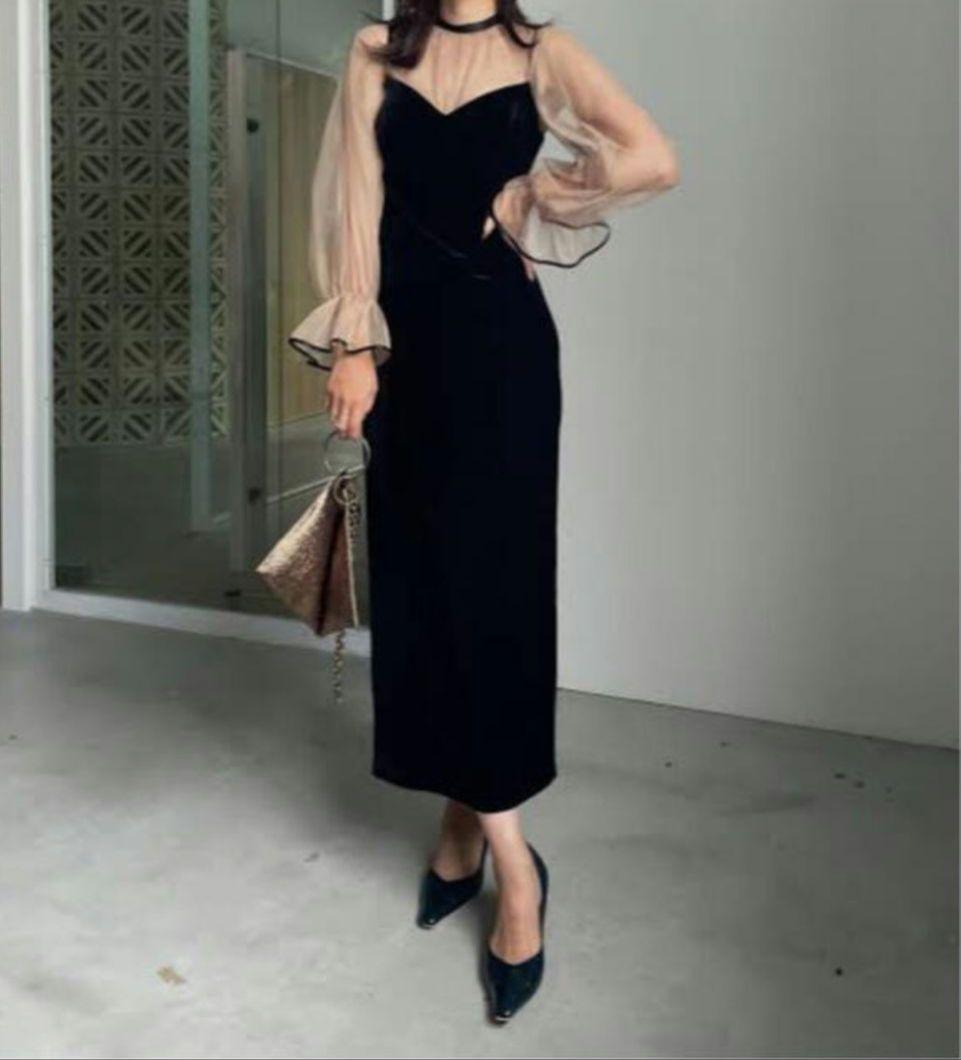 アメリヴィンテージMANY WAY TULLE VEIL DRESSベロアドレス