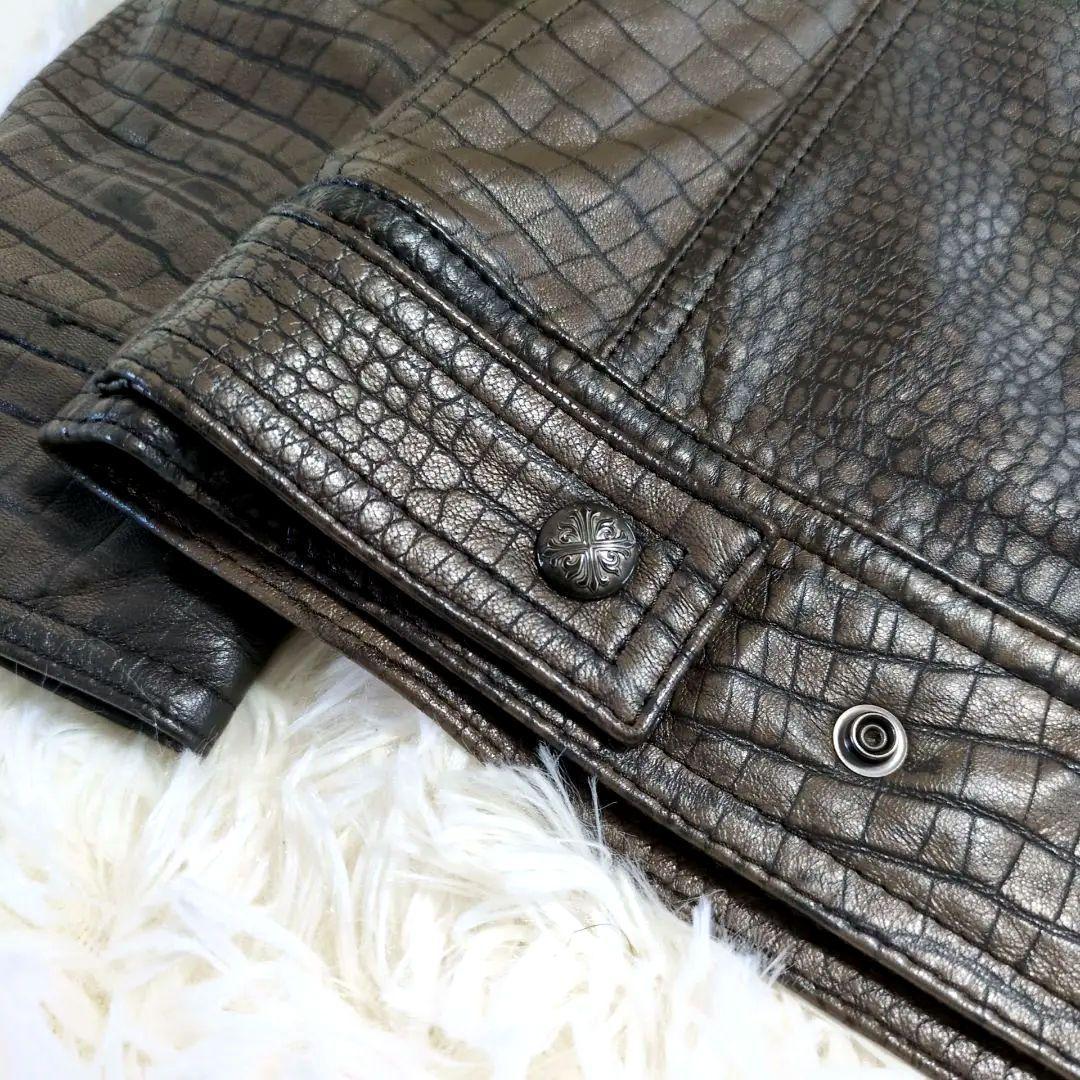 極上の逸品✨️クロコダイル 本革ライダース キルティング ダブルジップ 46