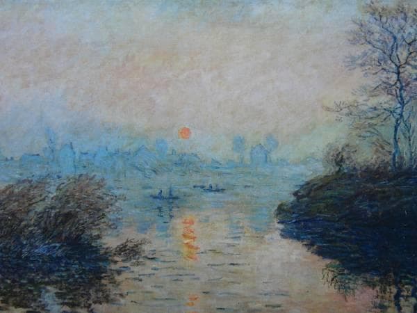 クロード・モネ、【ラバクールの日没】、希少豪華画集画、新品高級額・額装付