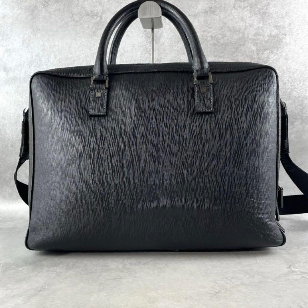 【美品】フェラガモ トートバッグ 2way ロゴ レザー 黒 大容量