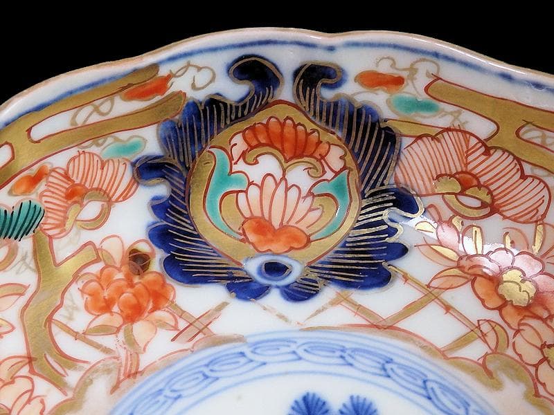 古伊万里　金襴手　松竹に牡丹の図　膾皿 ２客　E939AS-CQr