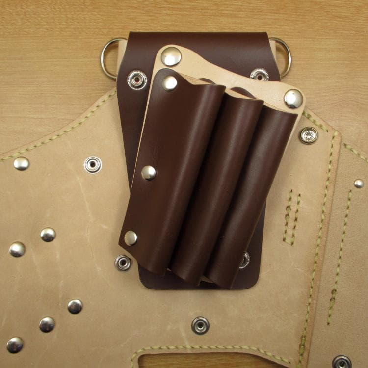 ブラウン＆ナチュラル　６丁　革ベルト付　本革シザーケース　SCL-150/CBB