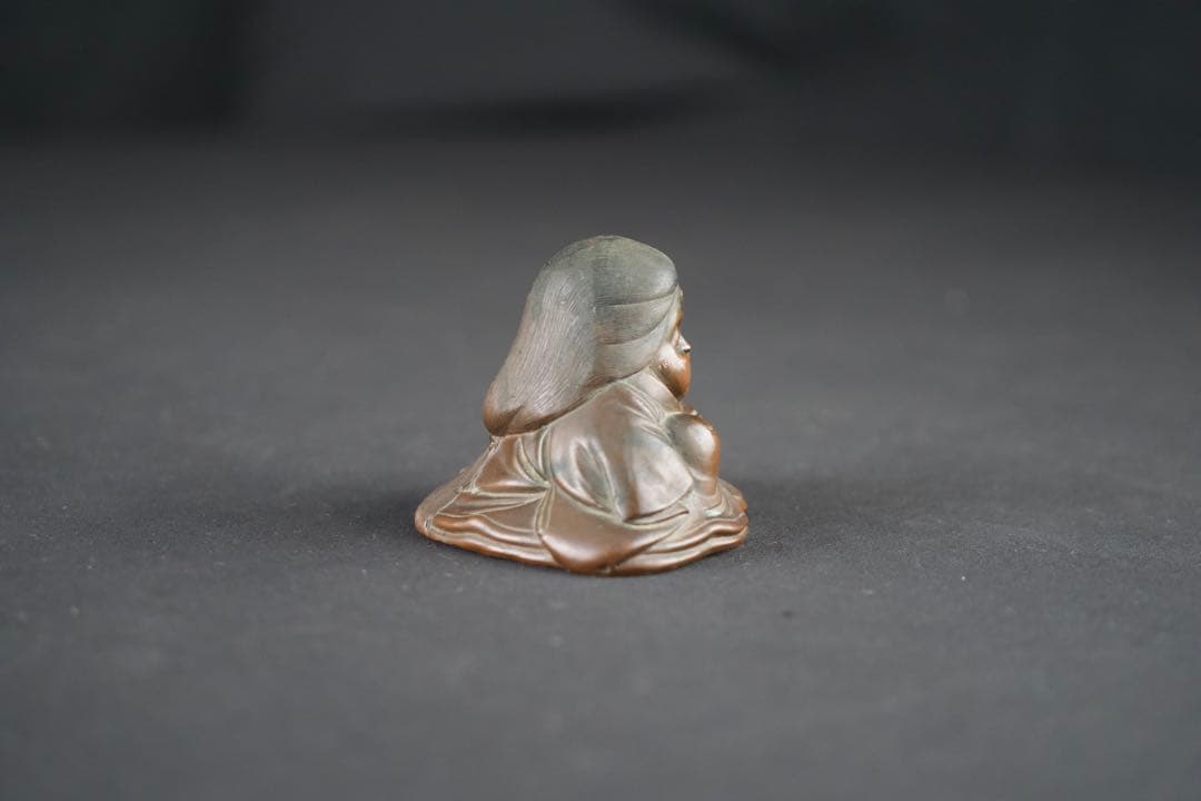 お多福 おたふく 招福 縁起物 置物 金属製