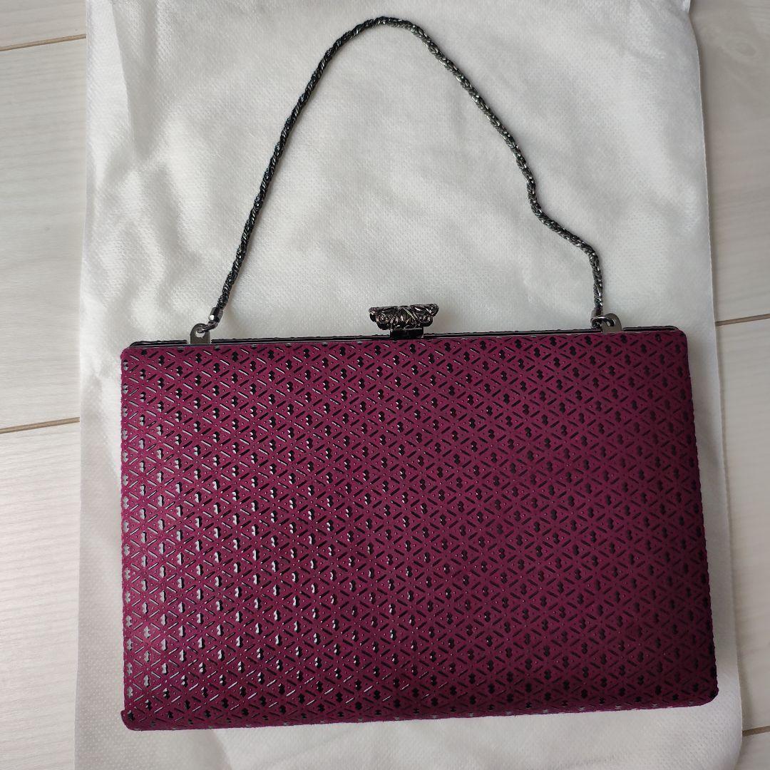 印傳屋 パーティーバッグ パープル レディース 美品