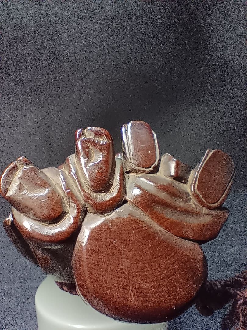 柘植彫 江戸時代 根付 「恵比寿大黒の図」 縁起物