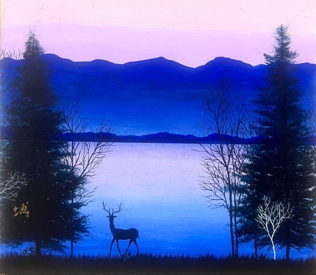 千住博 【曙光】肉筆/表サイン有/色紙画/日本画/油絵/岩彩/裏シール有/