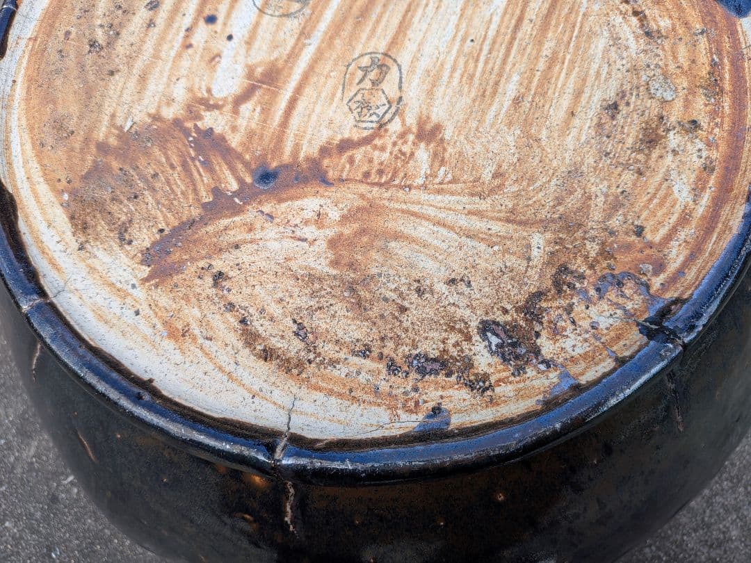 大型火鉢　青い八角形の火鉢★陶器製 直径59・内寸40.5・高さ36