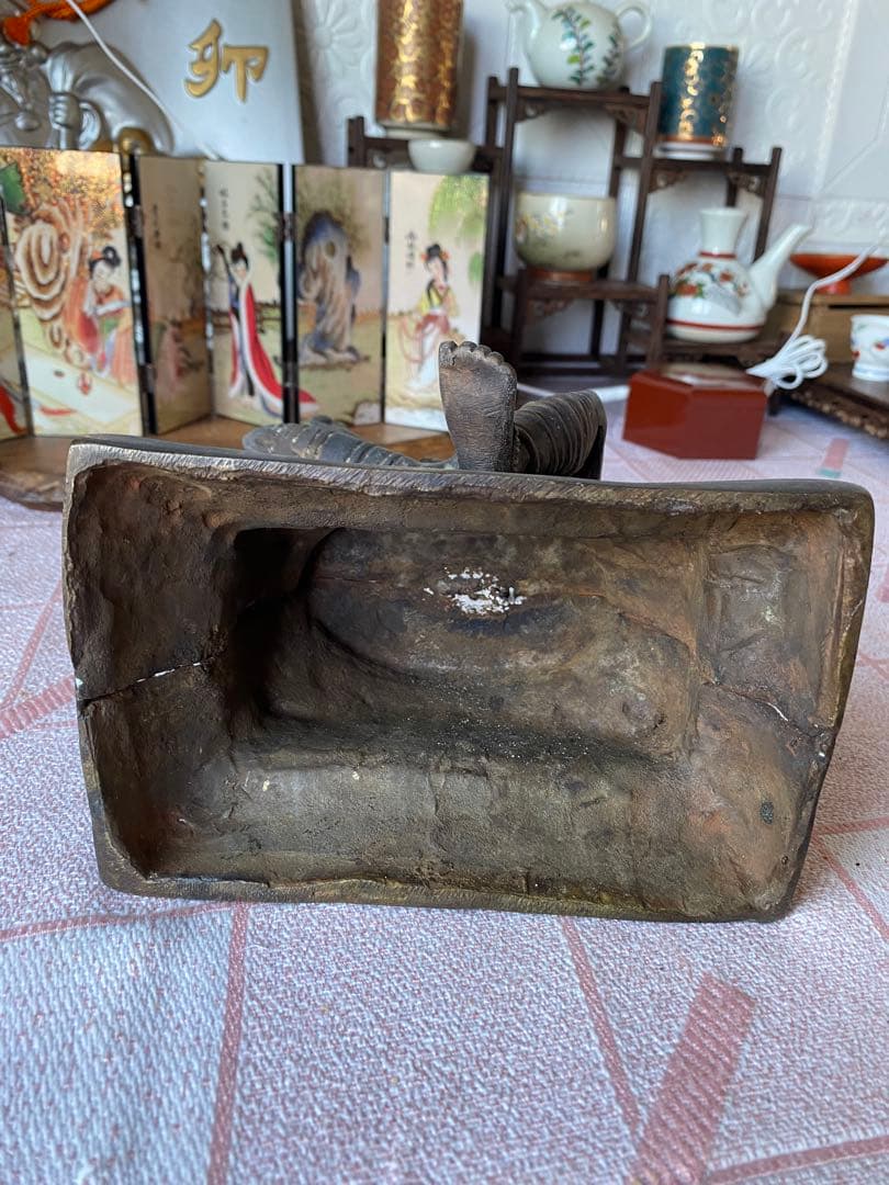 仏教美術　銅製　唐物 中国美術 古玩 古美術 骨董品 寺院　タイ仏像　仏教坐像