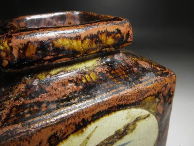 バーナード・リーチ B L 偏壷／共箱／Bernard Howell Leach