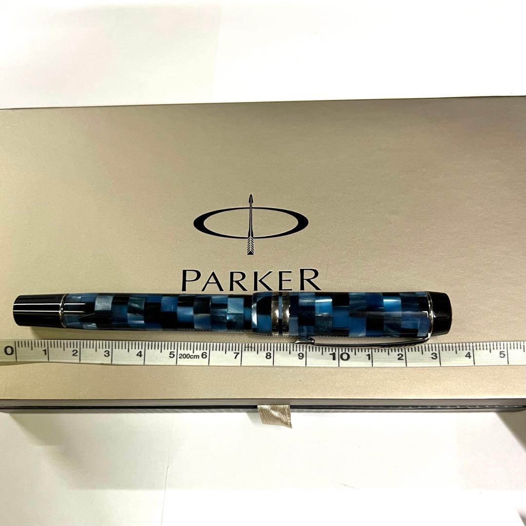 Parker パーカー 万年筆 デュオフォールド K18 F Cチェックブルー