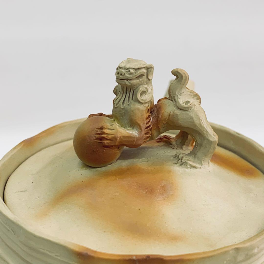 【茶注7   手捻　火襷　玉獅子】間野弥平　共箱