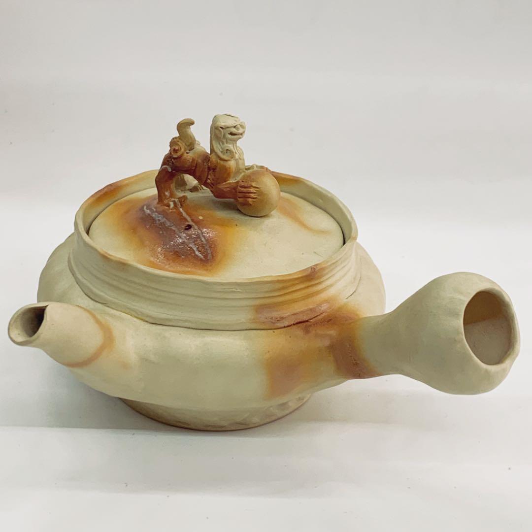 【茶注7   手捻　火襷　玉獅子】間野弥平　共箱