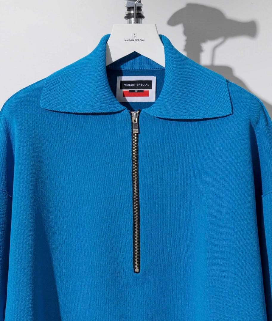 ダブルフェイスハーフジッププライムオーバーニットポロシャツ