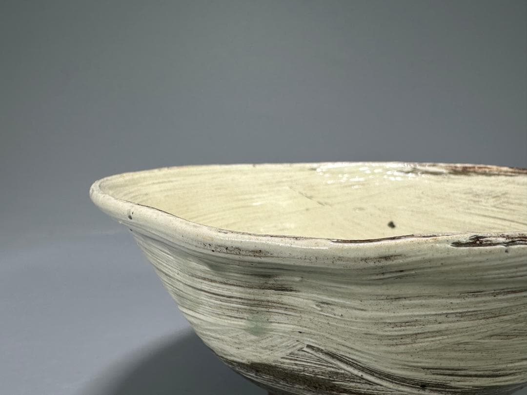 日本美術　江戸時代　対州　対馬　刷毛目　茶碗　書留共箱付　美品