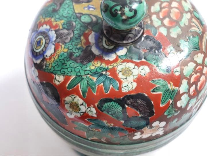 江戸後期　古九谷焼　蓋付菓子器　アンティーク0923