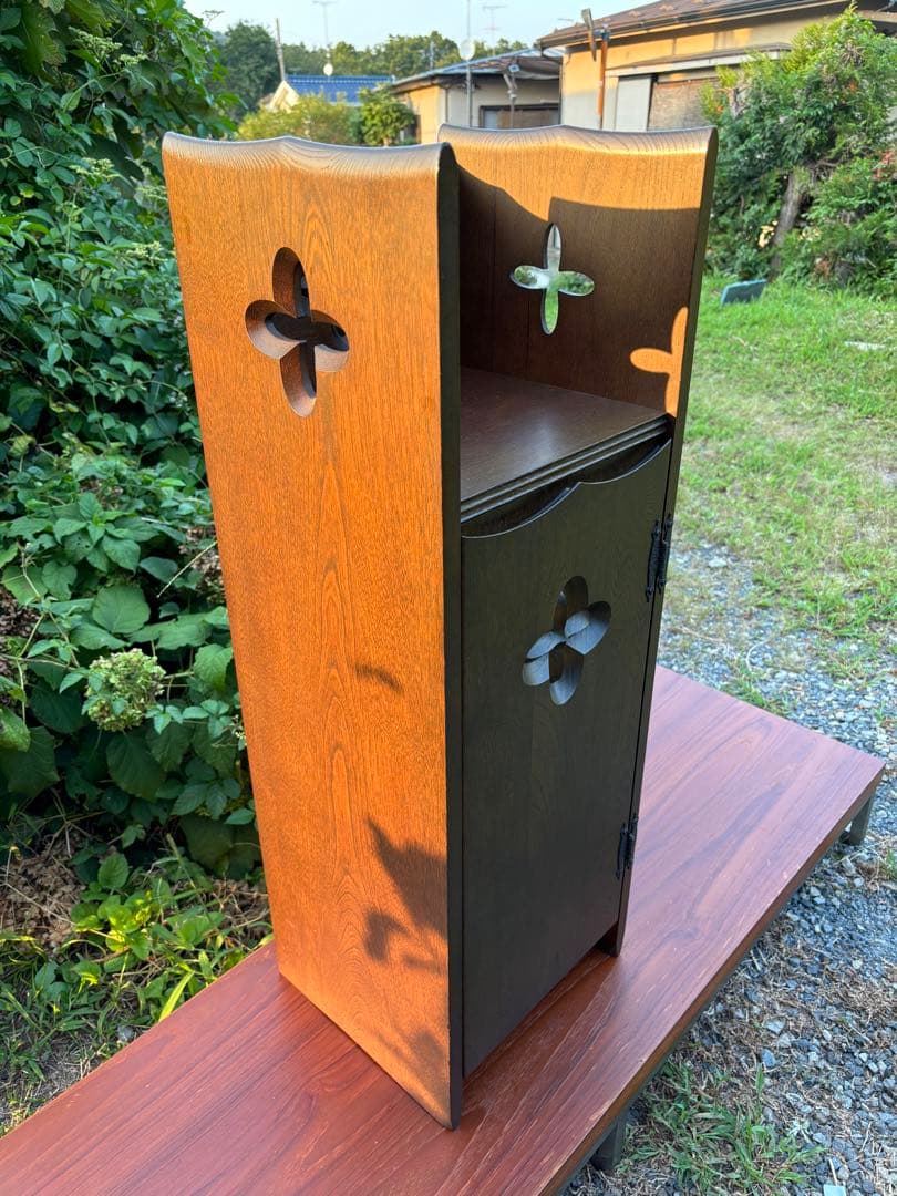 希少　karimoku カリモク　電話台　花台　飾り棚　平成レトロ　彫刻