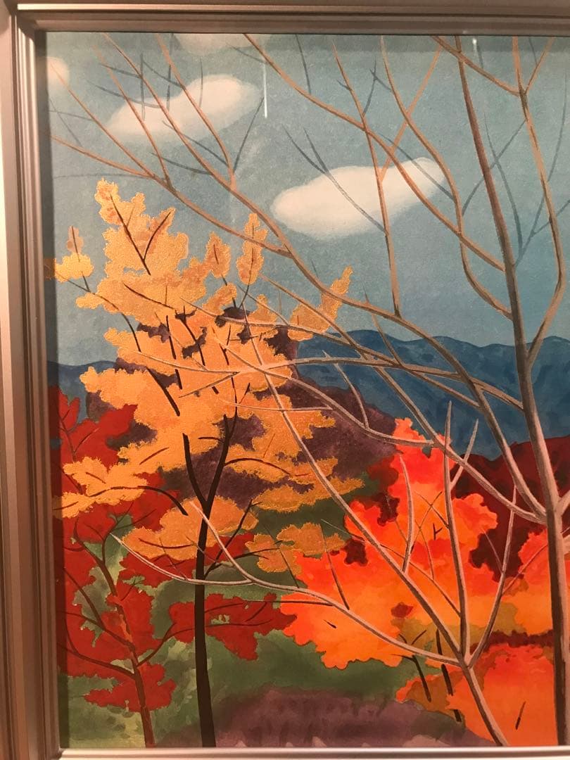 小野竹喬　「秋」　木版画　刷り込みサイン・作品証明シール有り