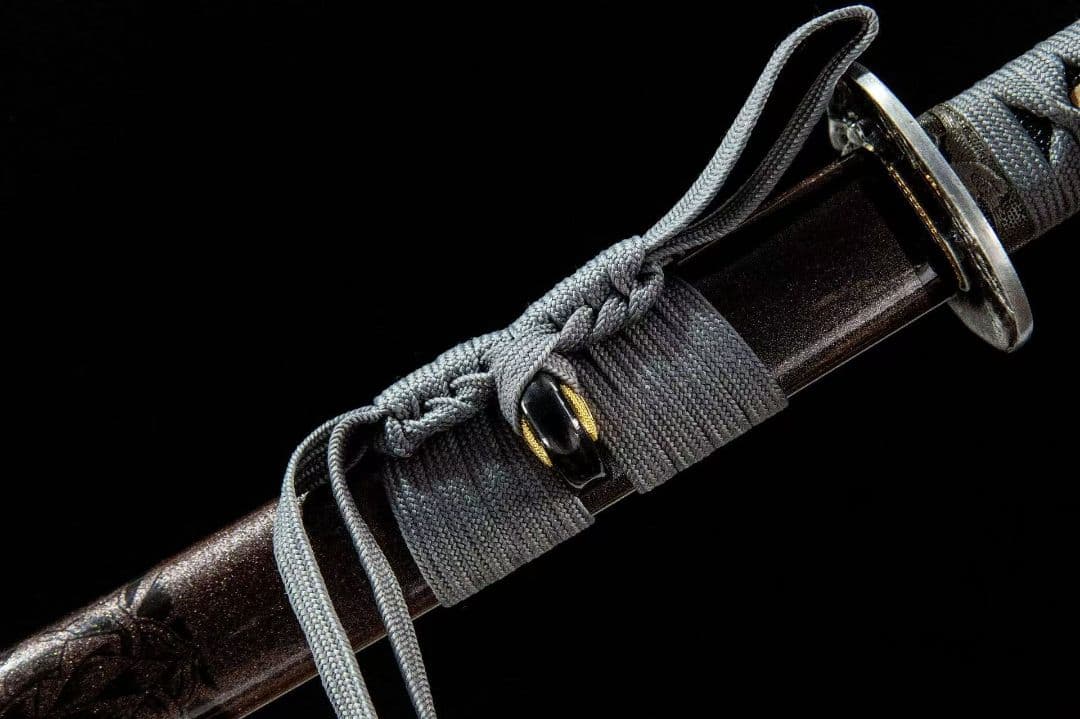 スカル彫刻打刀模造刀1045 炭素鋼グレー調デザイン全長102cm刃厚0.7cm